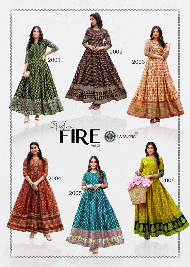 Aradhna Fashion Fire Vol 2 Printed Anarkali Kurti Catalog
